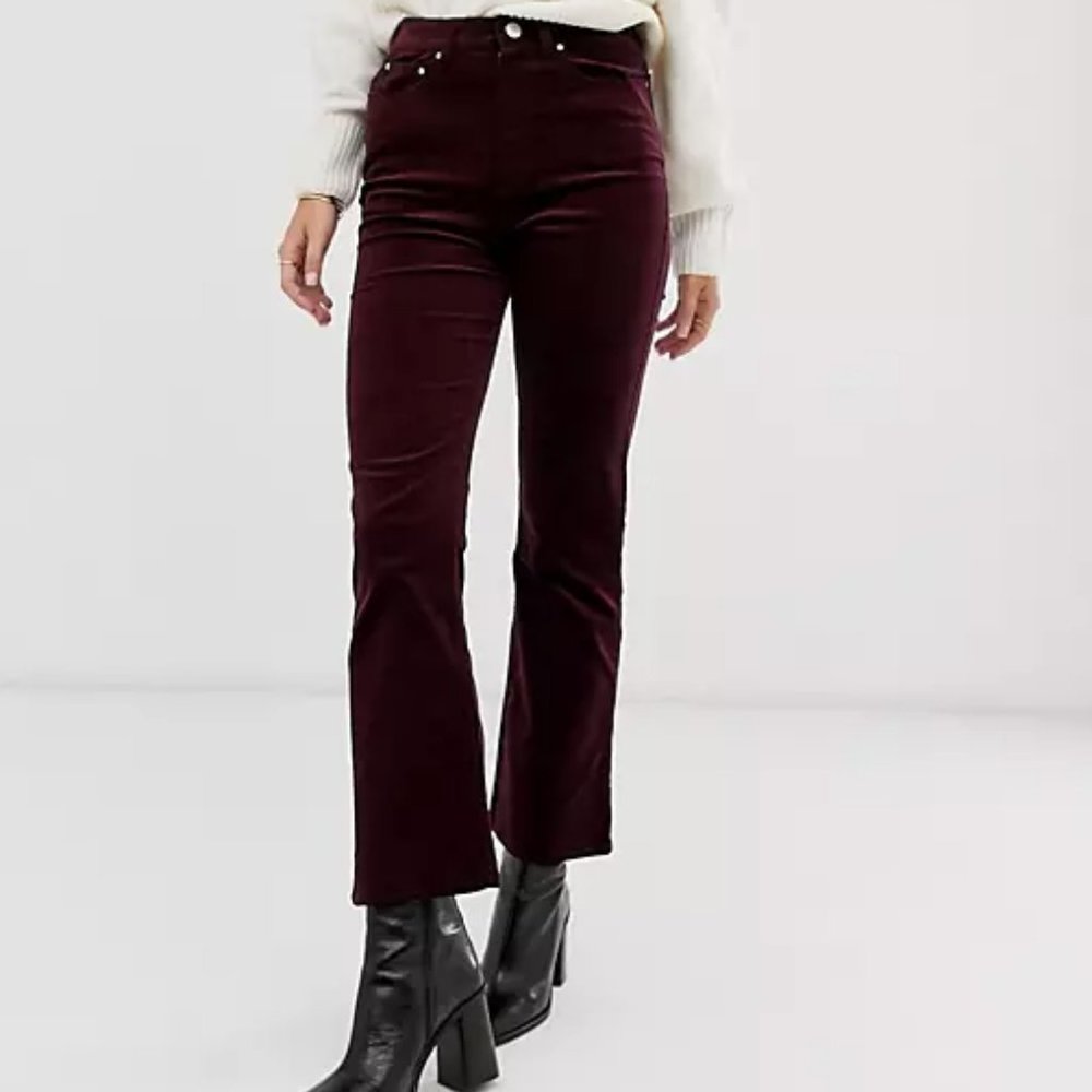 & Other Stories Straight Leg Cord Pants Burgundy 6